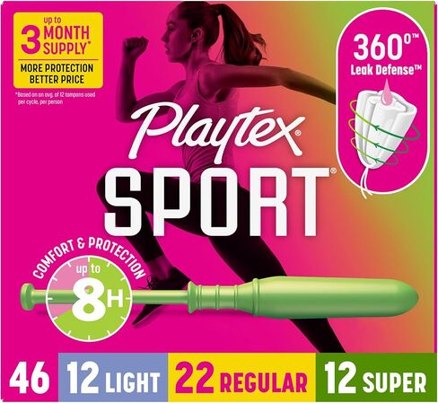 Playtex Sport Tampons Multipack, Light/Regular/Super Absorbency, 46ct in Kuwait