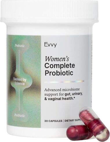Evvy Women's 3-in-1 Complete Probiotic I Daily Probiotic Supplement to Reduce Bloating I Supports Gut, Urinary & Vaginal Health | Includes Vaginal Probiotics for Feminine Care | 30 Day Supply in Kuwait