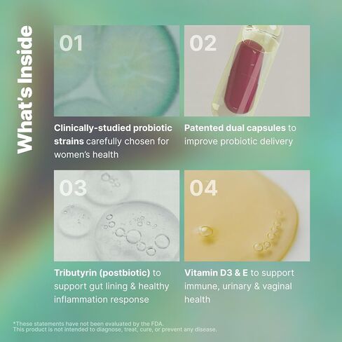 Evvy Women's 3-in-1 Complete Probiotic I Daily Probiotic Supplement to Reduce Bloating I Supports Gut, Urinary & Vaginal Health | Includes Vaginal Probiotics for Feminine Care | 30 Day Supply in Kuwait