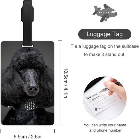 Adorable Black Poodle Luggage Tag Holder Cute Baggage Tags Suitcase Lables for Travel in Saudi Arabia