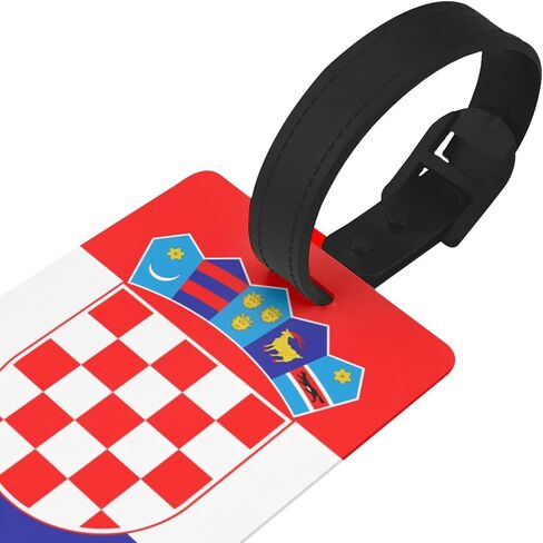 Republic of Croatia Flag Luggage Tag.PVC Single Sided Full Print with Detachable Wristband for Suitcase in Kuwait