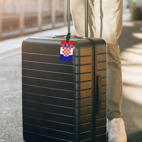 Republic of Croatia Flag Luggage Tag.PVC Single Sided Full Print with Detachable Wristband for Suitcase in Kuwait