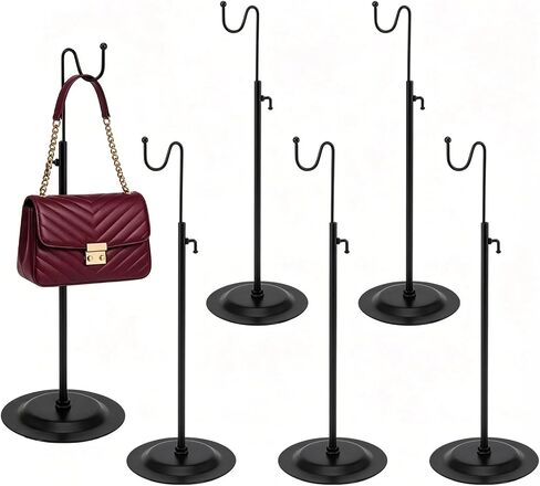 Adjustable Handbag Display Stand 6 Pack, Metal Purse Display Holder with Single Hook, Bag Rack Organizer for Boutique, Store Counter, Retail Shop & Home Tabletop, Black in Saudi Arabia
