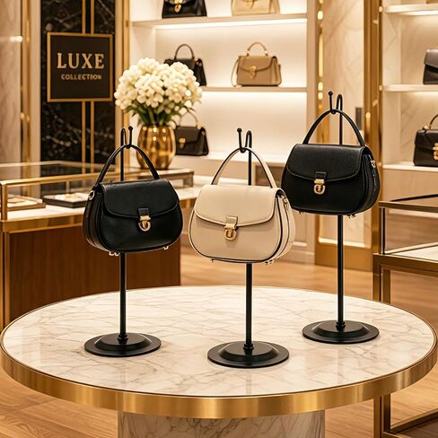 Adjustable Handbag Display Stand 6 Pack, Metal Purse Display Holder with Single Hook, Bag Rack Organizer for Boutique, Store Counter, Retail Shop & Home Tabletop, Black in Saudi Arabia
