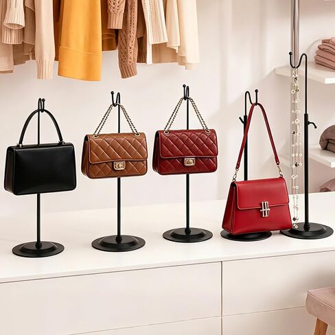 Adjustable Handbag Display Stand 6 Pack, Metal Purse Display Holder with Single Hook, Bag Rack Organizer for Boutique, Store Counter, Retail Shop & Home Tabletop, Black in Saudi Arabia
