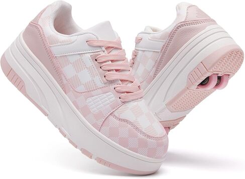 Roller Skate Shoes for Kids Girls Boys Detachable 2 Wheel Fashion Sneakers Casual Walking Skate Sneaker Suitable for Beginners in Saudi Arabia