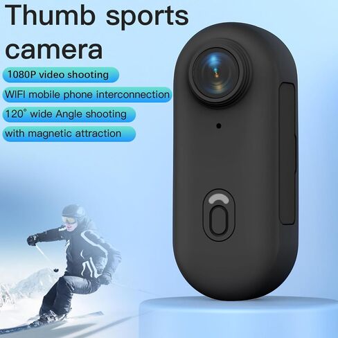 Andoer Mini Action Camera 1080P, Tiny Action Camera WiFi Sports Camera 120° Wide Angle Lens Built-in Battery with Magnetic Lanyard Back Clip Waterproof Case 32GB TF Card Mounting Accessories in Kuwait