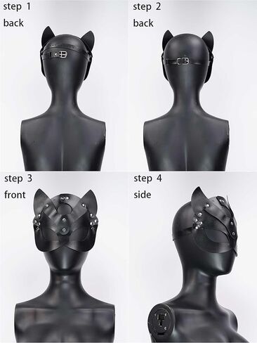 Women Faux Leather Mask with Alloy, Adjustable Fashion Face Mask for Masquerade, Gothic Punk Festival Costume Accessory(Head 20.5–26.4 in) in Saudi Arabia