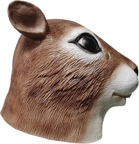 Squirrel Headgear Animal Cosplay Squirrel Latex Hood Mask, Halloween Cosplay Costume Mask Props, Adult in Saudi Arabia