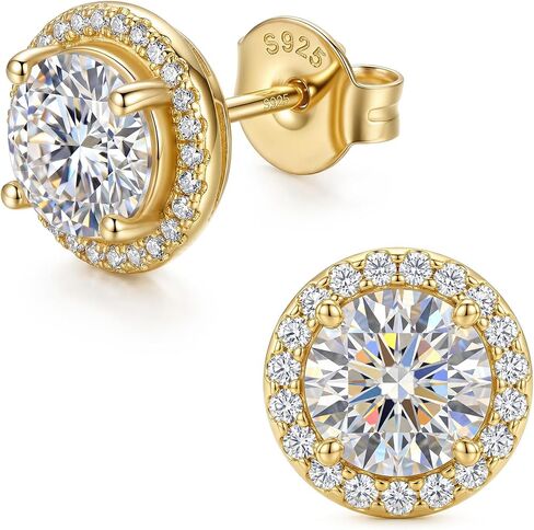 NORBU Moissanite Stud Earrings for Women Men, 18K White Gold Plated 925 Sterling Silver, 2 in 1 Round Cut Lab Created Diamond Halo Earrings Jewelry Gifts for Valentine's Day Birthday Anniversary in Saudi Arabia