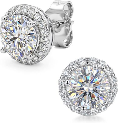 NORBU Moissanite Stud Earrings for Women Men, 18K White Gold Plated 925 Sterling Silver, 2 in 1 Round Cut Lab Created Diamond Halo Earrings Jewelry Gifts for Valentine's Day Birthday Anniversary in Saudi Arabia