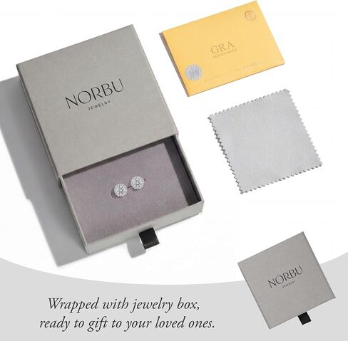NORBU Moissanite Stud Earrings for Women Men, 18K White Gold Plated 925 Sterling Silver, 2 in 1 Round Cut Lab Created Diamond Halo Earrings Jewelry Gifts for Valentine's Day Birthday Anniversary in Saudi Arabia