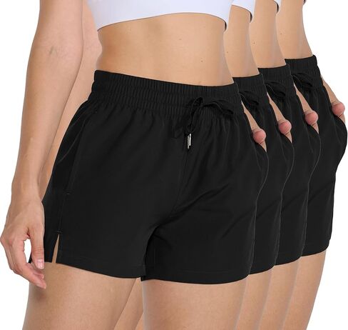 Winvote 4 Pack 3" Womens Athletic Shorts Basic Gym Workout Shorts Quick Dry Lightweight Running Shorts with Pockets in Saudi Arabia