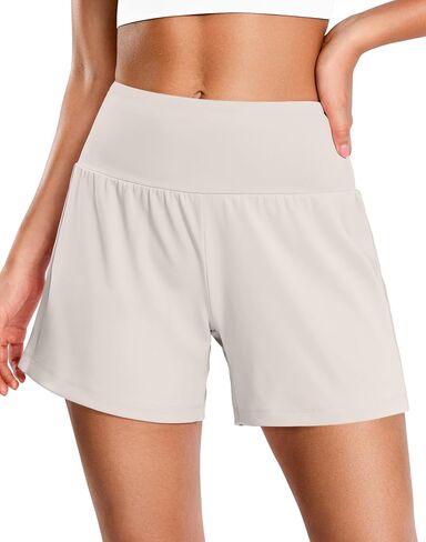 Soothfeel Running Athletic Shorts for Women 5" High Waisted Stretchy Hiking Workout Gym Shorts No Liner with Pockets in Kuwait