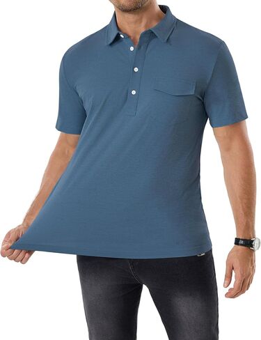ZKMAN Men's Performance Golf Polo Shirt Short Sleeve 4-Button Quick Dry Stretch Moisture Wicking Shirts with Pocket in Kuwait