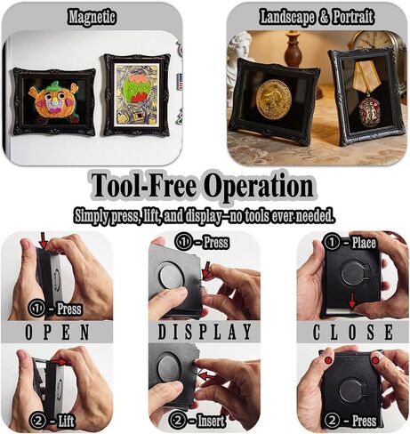 2 Pcs Small Shadow Box Frame (Mat Opening 2.5"x3.5") Display Cases Memory Keepsake Box 3D Picture Pin Badge Medal Coin Butterfly Specimen DIY Trading Card Magnetic Frame (Black) in Kuwait