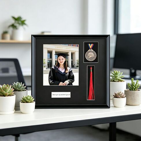 2026 Picture Frame Shadow Box,16.9"X16.9"Graduation Tassel Frame,8X10 Graduation Picture Frame,Wooden Medal Display with Personalized Signaturefor,High Definition Glass,Black. in Saudi Arabia