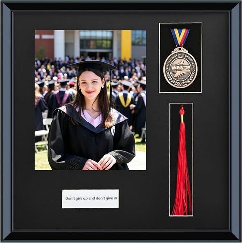 2026 Picture Frame Shadow Box,16.9"X16.9"Graduation Tassel Frame,8X10 Graduation Picture Frame,Wooden Medal Display with Personalized Signaturefor,High Definition Glass,Black. in Saudi Arabia