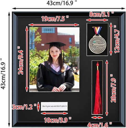 2026 Picture Frame Shadow Box,16.9"X16.9"Graduation Tassel Frame,8X10 Graduation Picture Frame,Wooden Medal Display with Personalized Signaturefor,High Definition Glass,Black. in Saudi Arabia