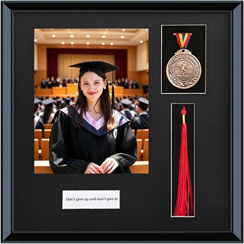 2026 Picture Frame Shadow Box,16.9"X16.9"Graduation Tassel Frame,8X10 Graduation Picture Frame,Wooden Medal Display with Personalized Signaturefor,High Definition Glass,Black. in Saudi Arabia