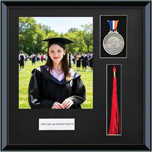 2026 Picture Frame Shadow Box,16.9"X16.9"Graduation Tassel Frame,8X10 Graduation Picture Frame,Wooden Medal Display with Personalized Signaturefor,High Definition Glass,Black. in Saudi Arabia
