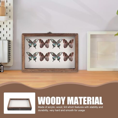SEWACC Wall-Mount Wooden Insect Display Case with Clear Acrylic Window Specimen Box for Butterfly and Bug Collection, Sturdy Dried Flower Storage Holder in Kuwait