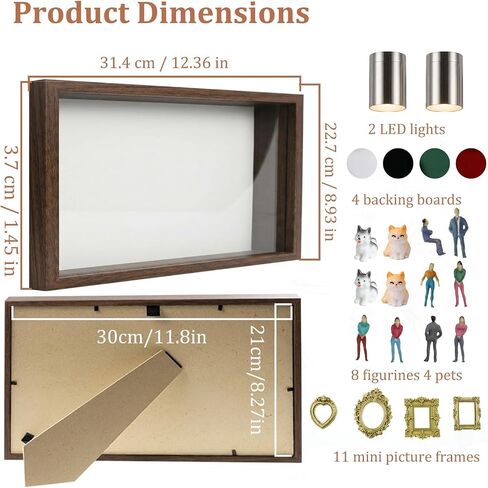 All-in-One DIY Shadow Box Kit,Mini Gold Frames with Museum of Figurines | LED-Illuminated Silhouette Box Memory Collage | Anniversary/Wedding Eco-Friendly Decor Gift (G Style) in Saudi Arabia