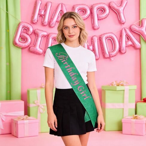 Aprince Wicked Birthday Decorations Pink and Green Birthday Girl Sash Witch Themed Party Favor Supplies for Women Glitter Sweet 16 18th 21st Gifts in Saudi Arabia