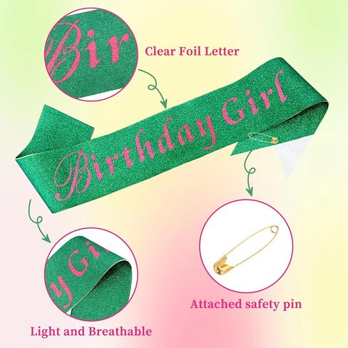 Aprince Wicked Birthday Decorations Pink and Green Birthday Girl Sash Witch Themed Party Favor Supplies for Women Glitter Sweet 16 18th 21st Gifts in Saudi Arabia