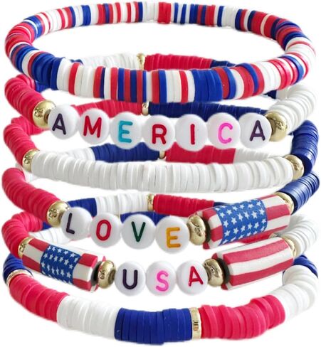 Bovemee 4th of July Bracelets-250 Anniversary USA American Flag Accessories, Red White Blue, Patriotic USA Jewelry Independence Day Gift for Men Women in Saudi Arabia