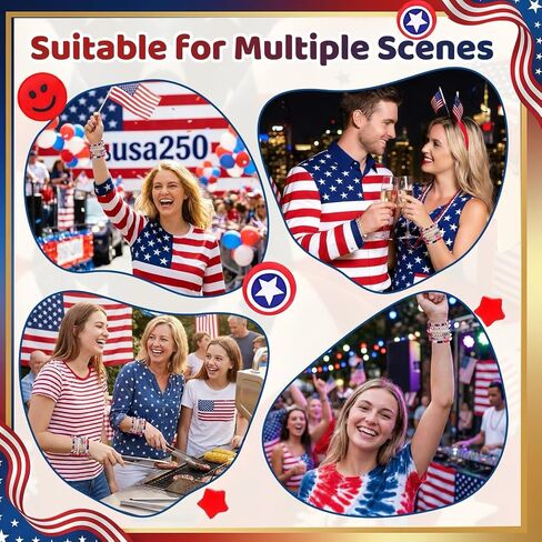 Bovemee 4th of July Bracelets-250 Anniversary USA American Flag Accessories, Red White Blue, Patriotic USA Jewelry Independence Day Gift for Men Women in Saudi Arabia