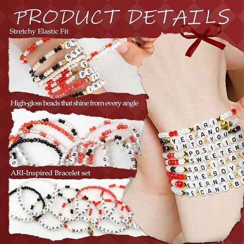 Ariana Merch Bracelet for Fans, 9PCS Stretch Bracelets Fan Gifts Concert Jewelry Accessory for Arianators Daily Outfit Birthday Gift for Women in Kuwait