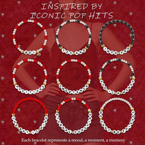 Ariana Merch Bracelet for Fans, 9PCS Stretch Bracelets Fan Gifts Concert Jewelry Accessory for Arianators Daily Outfit Birthday Gift for Women in Kuwait