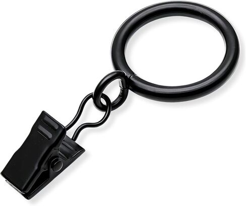 20 Pack Black Minimalism Curtain Rings with Eyelets with Clips, Window Metal Drapery Ring for Pinch Pleat Curtains, Drape Ring 1.0 Inch I D, Fits Up to 3/4 Inch Thin Rods (Black, 1"-20 Pack) in Kuwait