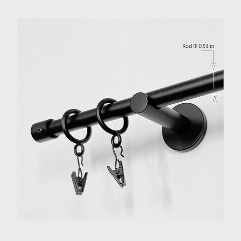 20 Pack Black Minimalism Curtain Rings with Eyelets with Clips, Window Metal Drapery Ring for Pinch Pleat Curtains, Drape Ring 1.0 Inch I D, Fits Up to 3/4 Inch Thin Rods (Black, 1"-20 Pack) in Kuwait