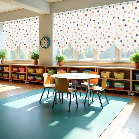 6 Pcs Boho Classroom Curtains Boho Dots Back to Classroom Curtains Decorations for School Classroom Kindergarten Playroom Primary Daycare Bedroom Living Room (36" X 24") in Saudi Arabia