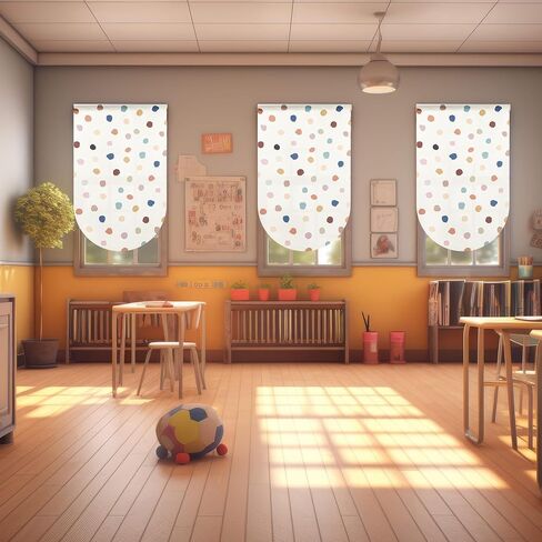 6 Pcs Boho Classroom Curtains Boho Dots Back to Classroom Curtains Decorations for School Classroom Kindergarten Playroom Primary Daycare Bedroom Living Room (36" X 24") in Saudi Arabia