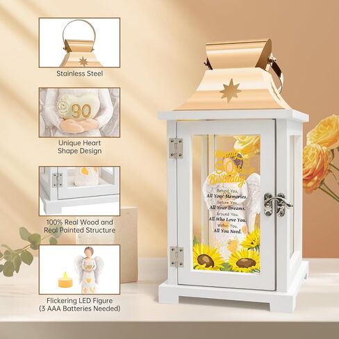 90th Birthday Gifts for Women, Unique 90 Year Old Birthday Gifts Lanter for Women, Mom, Mother in Law, Daughter in Law, Sister, Friends in Saudi Arabia