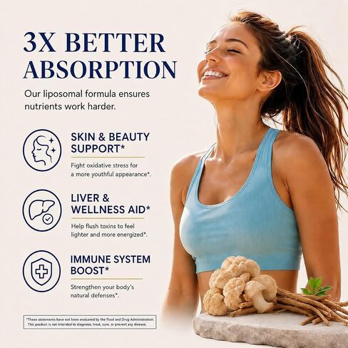 Liposomal Glutathione Supplement - 2000MG Glutathione Liposomal with VIT C, Resveratrol, Antioxidant Reduced L-Glutathione for Liver Detox and Immune Energy Skin Support, 120 Capsules in Saudi Arabia
