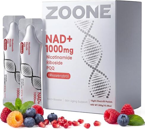 NAD 1000mg Liquid 30 Packets, NAD Resveratrol Supplement with NR & PQQ for Cellular Energy & Healthy Aging, NAD Plus, NAD+ Supplements for Men & Women in Saudi Arabia