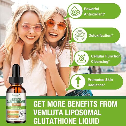 2 Pack 3000mg Liposomal Glutathione Liquid Drops, 98% Absorption Liposomal Glutathione with Vitamin C for Women, Glutathione Liposomal Supplement, Powerful Antioxidant Complex for Immune System, Liver in Saudi Arabia