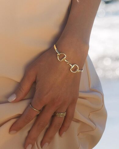 James Michelle Horse Bit Bracelet for Women – 3-Year Color Guarantee – Waterproof, Non-Tarnish, Hypoallergenic, Gold PVD Coated – Great for Beach, Wedding, Gifts in Saudi Arabia