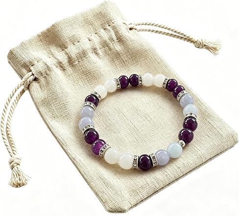 Menopause Bracelet for Women - Natural Crystal Elastic Bracelet, Hot Flashes & Anxiety Relief, Calming Balance Bracelet for Menopause's Support, Hormone Balance Jewelry Gift for Her in Kuwait