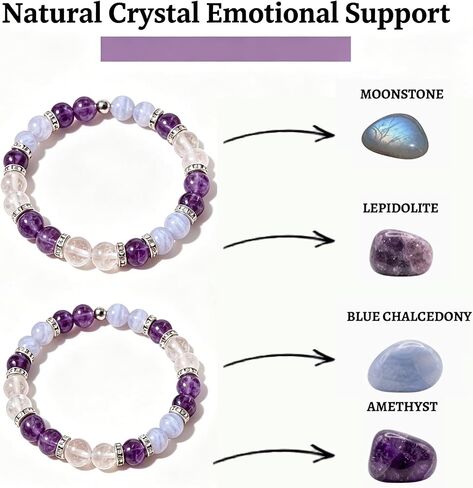 Menopause Bracelet for Women - Natural Crystal Elastic Bracelet, Hot Flashes & Anxiety Relief, Calming Balance Bracelet for Menopause's Support, Hormone Balance Jewelry Gift for Her in Kuwait