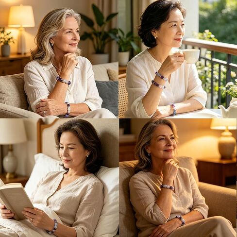 Menopause Bracelet for Women - Natural Crystal Elastic Bracelet, Hot Flashes & Anxiety Relief, Calming Balance Bracelet for Menopause's Support, Hormone Balance Jewelry Gift for Her in Kuwait