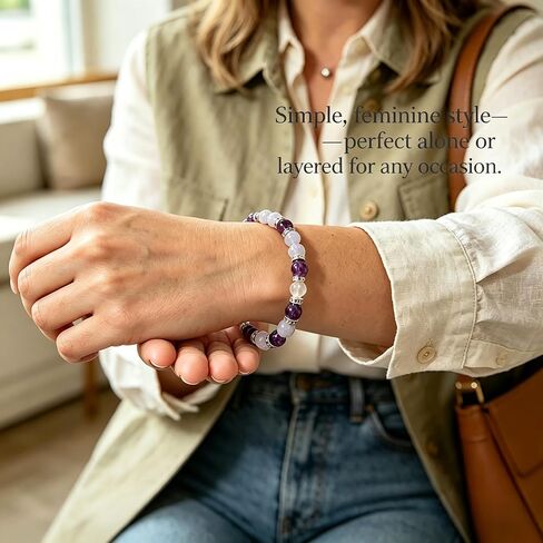 Menopause Bracelet for Women - Natural Crystal Elastic Bracelet, Hot Flashes & Anxiety Relief, Calming Balance Bracelet for Menopause's Support, Hormone Balance Jewelry Gift for Her in Kuwait