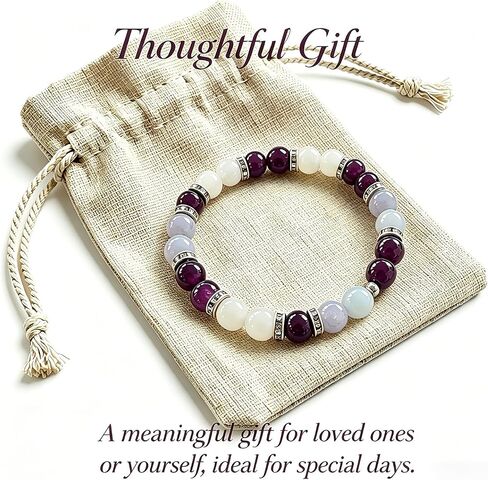 Menopause Bracelet for Women - Natural Crystal Elastic Bracelet, Hot Flashes & Anxiety Relief, Calming Balance Bracelet for Menopause's Support, Hormone Balance Jewelry Gift for Her in Kuwait