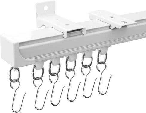 MaKefeile Ceiling Curtain Tracks 9FT,Curtain Track Wall Mount,Ceiling Mounted Sliding Door Curtains Rails Outdoor Extra Long Curtains Rod Room Divider Track for Living Bedroom with Hooks,White in Saudi Arabia