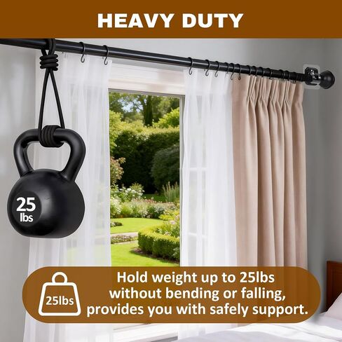 Adhesive Curtain Rod No Drilling for Windows 27 to 84",Renter Friendly No Drill Adjustable Rod, 5/8 Inch Diameter Easy Install Non Screw Screwless Apartment Rods with Stick on Bracket Holder 2-Pack in Saudi Arabia