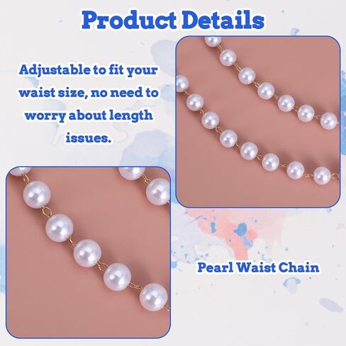 Pearl Belt Pearl Body Chain Adjustable Pearls Waist Chain for Women Fashion Layered Pearls Chains Belt for Dress Jeans Summer Beach Body Jewelry in Kuwait